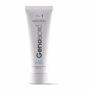 کرم ضدآفتاب بی رنگ مناسب پوست خشک و معمولی spf50 ژنوبایوتیک
