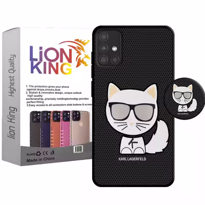 کاور لاین کینگ مدل گربه j2 مناسب برای گوشی موبایل سامسونگ Galaxy A51 به همراه پایه نگهدارنده