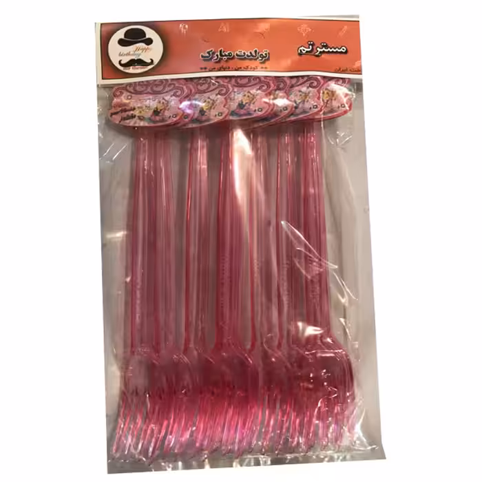 چنگال یکبار مصرف مستر تم مدل طرح جشن عبادت پلاس بسته 20 عددی