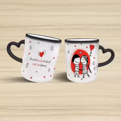 ماگ حرارتی مدل دسته قلبی طرح عاشقانه کد 61