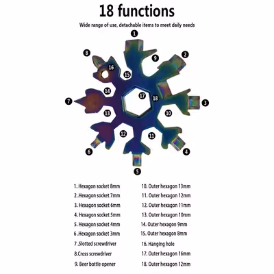 ابزار چندکاره هارمن مدل SNOW FLAKE BLACK 18 IN 1