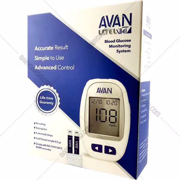 دستگاه تست قند خون آوان با 10 عدد نوار تست قندخون – avan