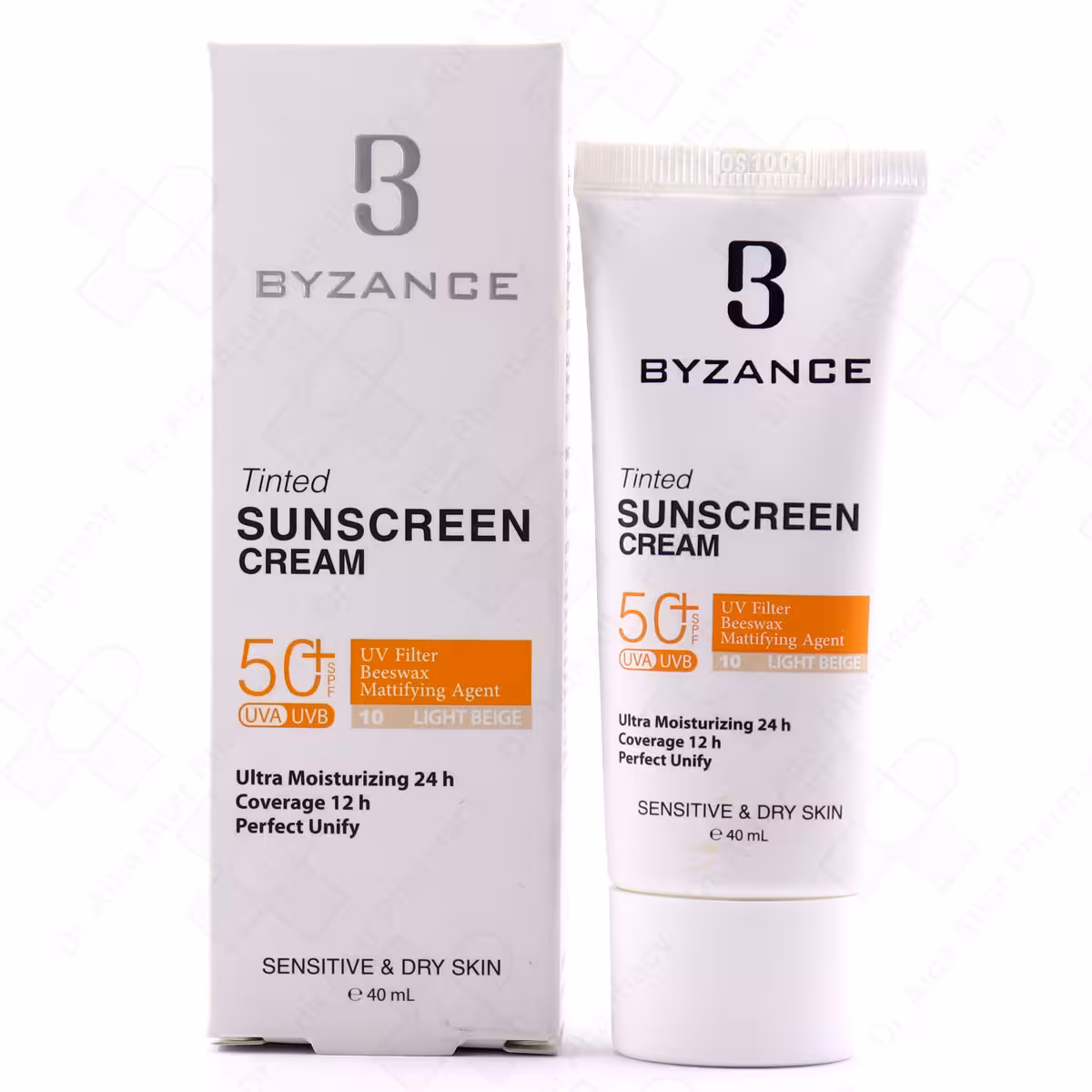 کرم ضد آفتاب  SPF50 بژ روشن مناسب پوست خشک و حساس بیزانس 40 میلی لیتر