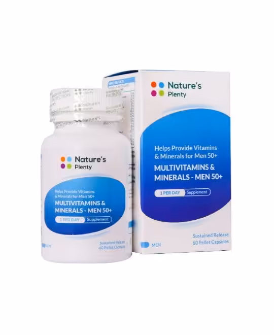 کپسول مولتی ویتامین و مینرال آقایان بالای 50 سال نیچرز پلنتی 60 عددی