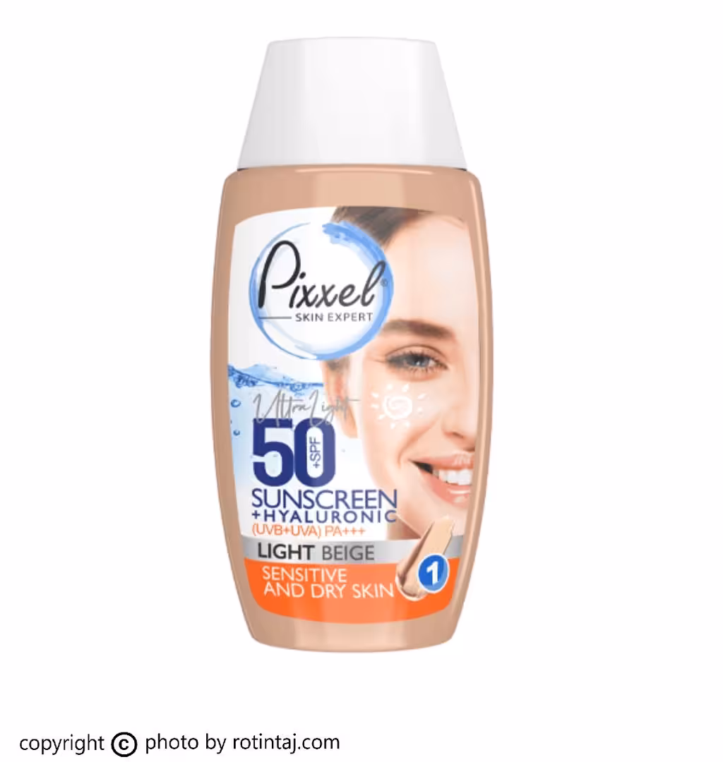 کرم ضد آفتاب بژ روشن SPF50 پیکسل مناسب پوست خشک و حساس 50 میلی