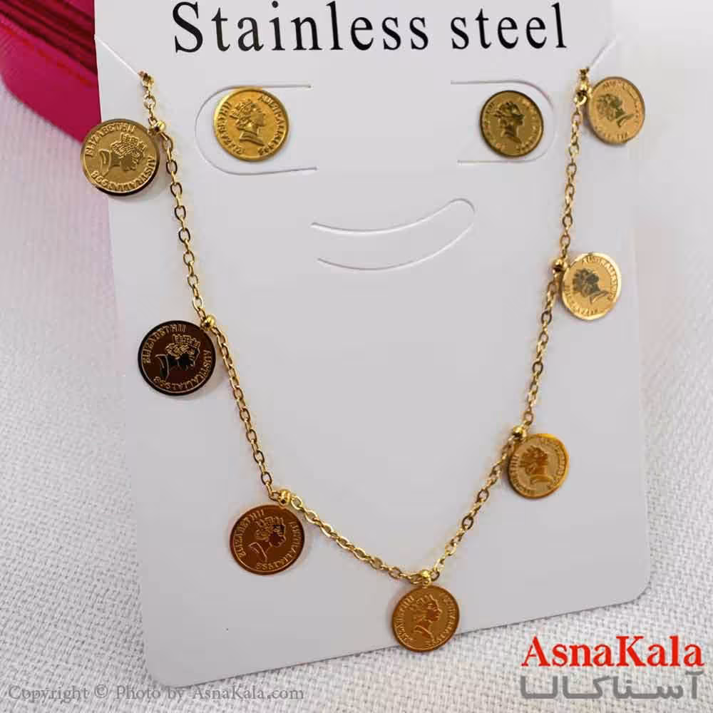 نیم ست زنانه شامل گردنبند و گوشواره  استیل مدل  الیزابت کد NIM14592W