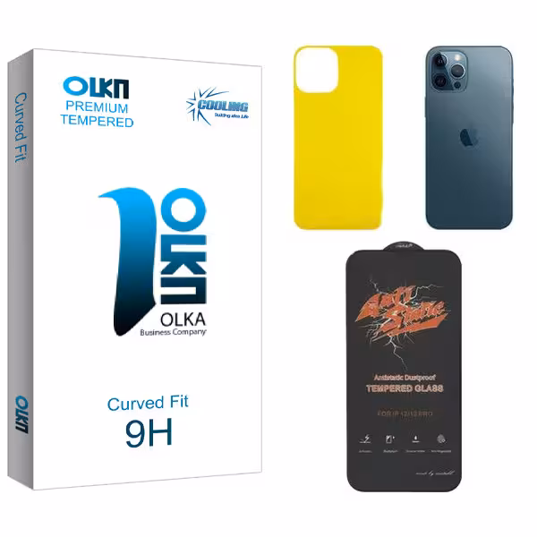 محافظ صفحه نمایش کولینگ مدل Olka  ANTI-STATIC مناسب برای گوشی موبایل اپل iPhone 12 pro max  به همراه محافظ پشت گوشی