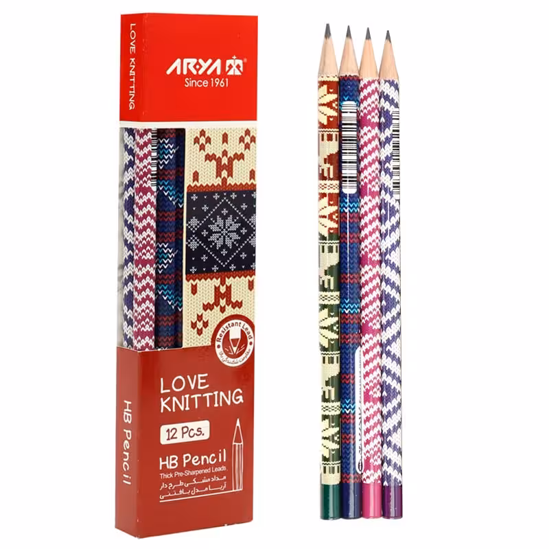 مداد مشکی طرح دار آریا Arya 3046 بسته 12 عددی