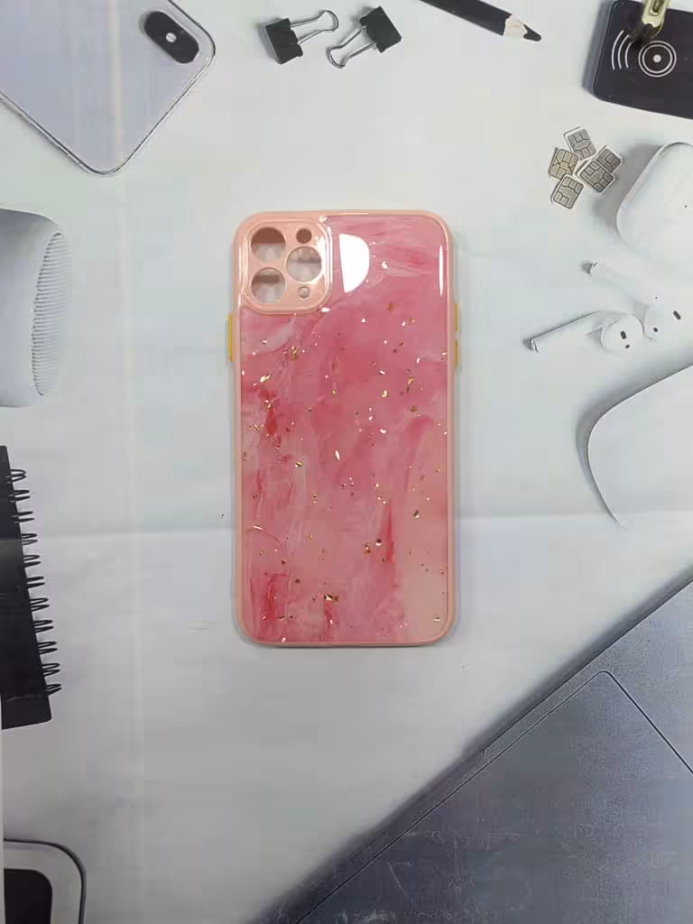 قاب فانتزی رزین طرح صورتی ایفون 11promaxResin fantasy frame with pink design for iPhone 11 promax