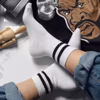 جوراب ساقدار 2خط زمینه سفید اسپرت فری سایز