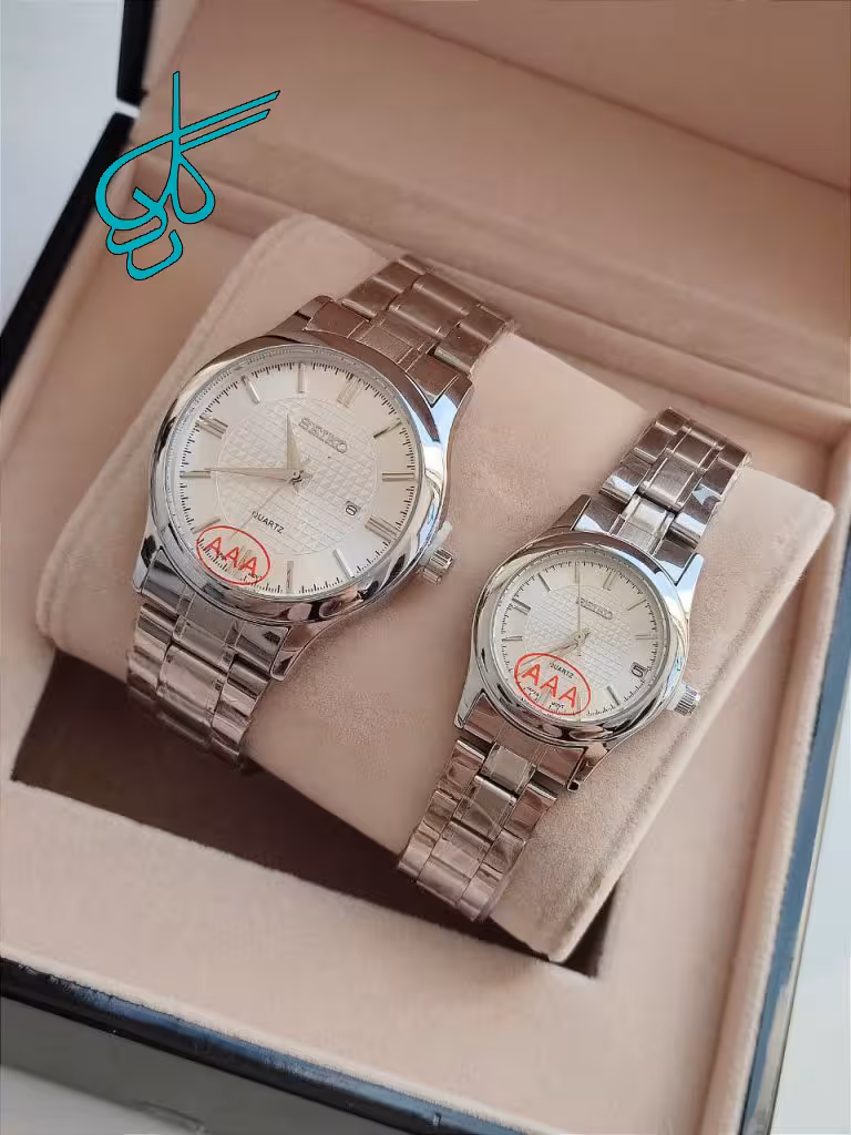 خرید ست ساعت مردانه زنانه سیکو رنگ ثابت تقویم دار با کیفیت دارای رنگ بندی متنوع کد 2115731 - ردگل