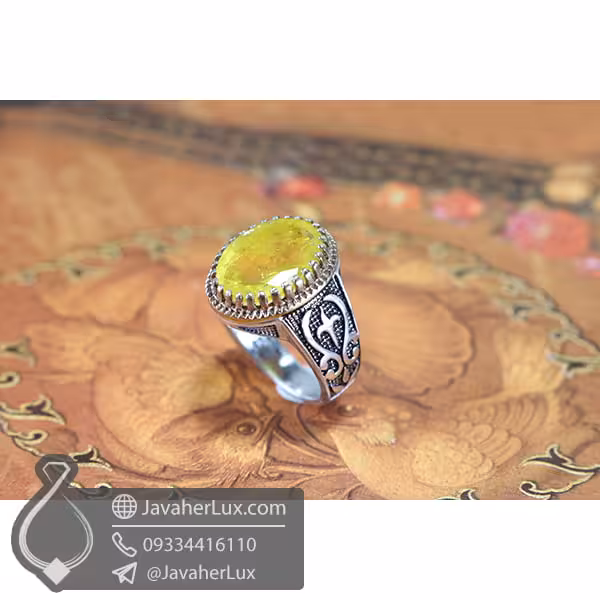 انگشتر نقره کوارتز زرد دوبلت _ کد : 100494