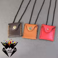 کیف گردنی چرم دست دوز ساده کد B_1046