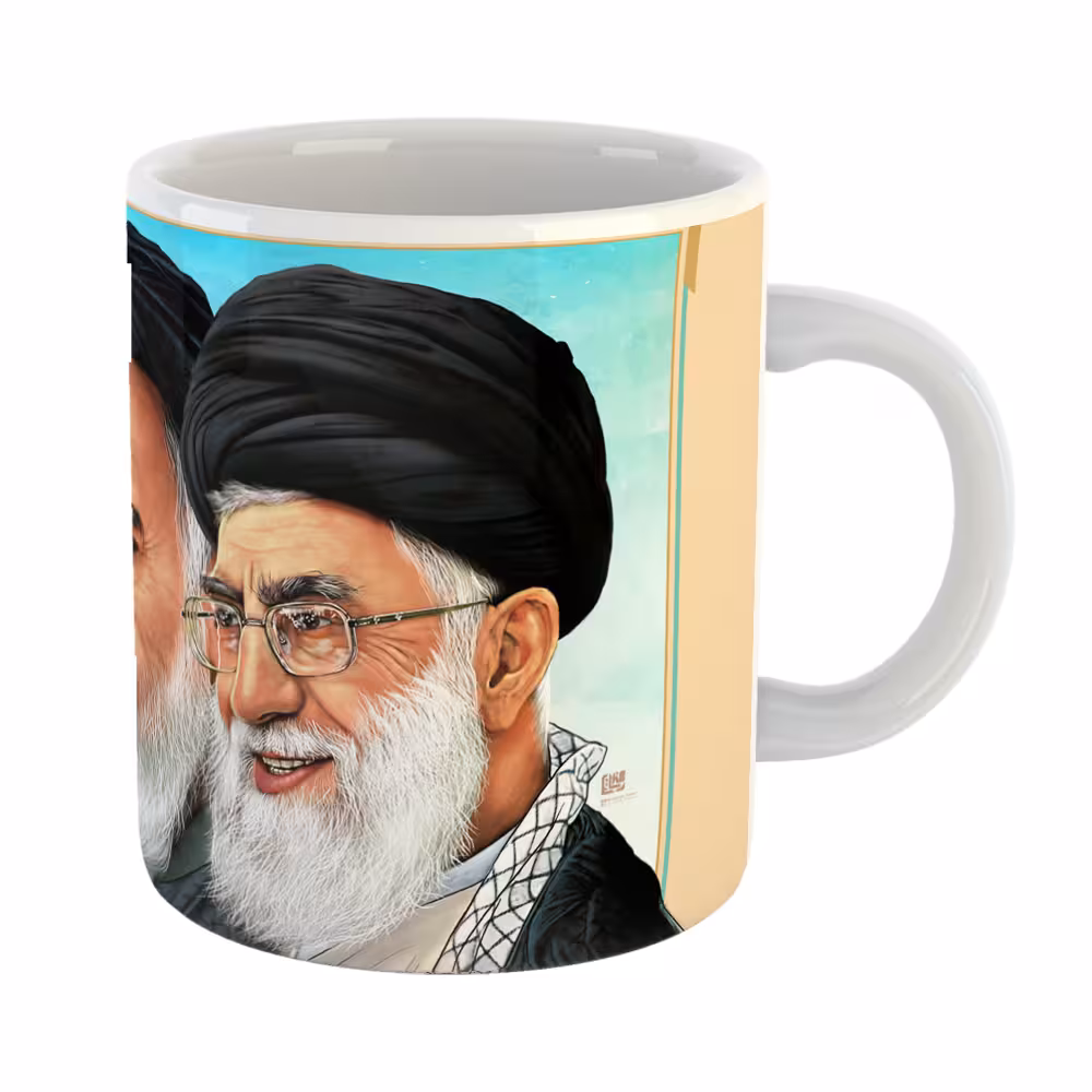 ماگ سرامیکی افرا توس طرح رهبران ایران با دعای فرج