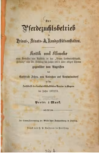 خرید و دانلود نسخه کامل کتاب Der Pferdezuchtsbetrieb in Privat-, Staats- und Landgestütsanstalten