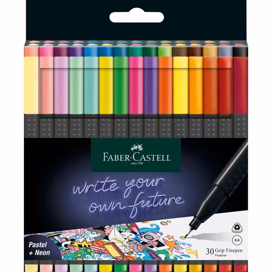فابرکاستل ماژیک روان نویس سر نمدی گریپ 30 تایی FABER CASTELL Grip Finepen 151630