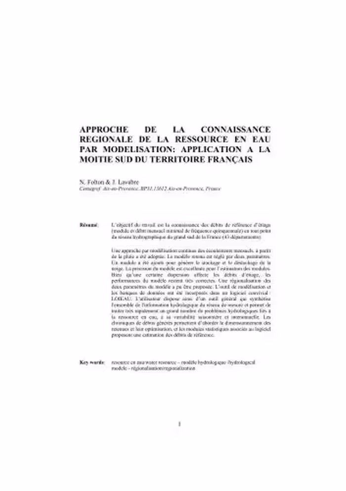 خرید و دانلود نسخه کامل کتاب Approche de la connaissance regionale de la ressource en eau par modelisation: application a la moitie sud du territoire Français
