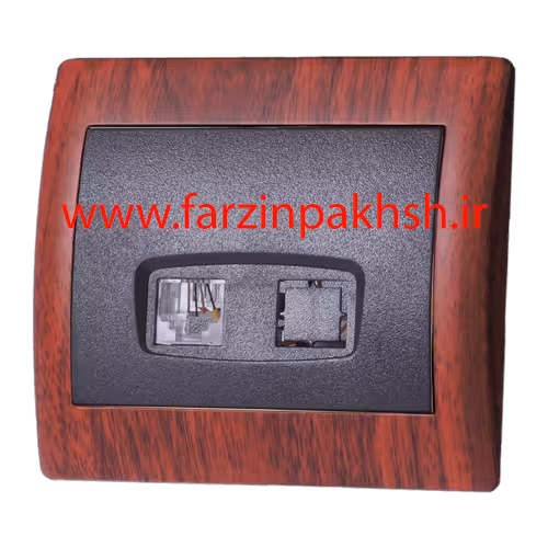 پریز سوکت شبکه CAT6 توکار دلند مدل آریا چوب ماهاگونی