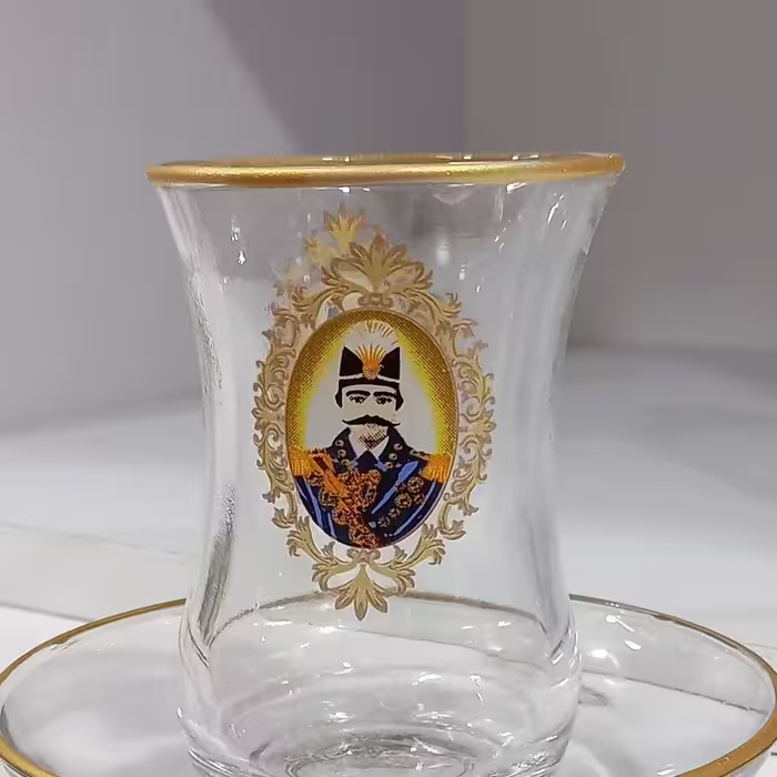 استکان کمرباریک بدون دسته طرح شاه عباسی، یک دست(6عدد)