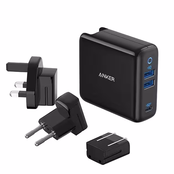 شارژر دیواری انکر مدل A2033H11 PowerPort III 65W به همراه مبدل برق مجموعه 3 عددی