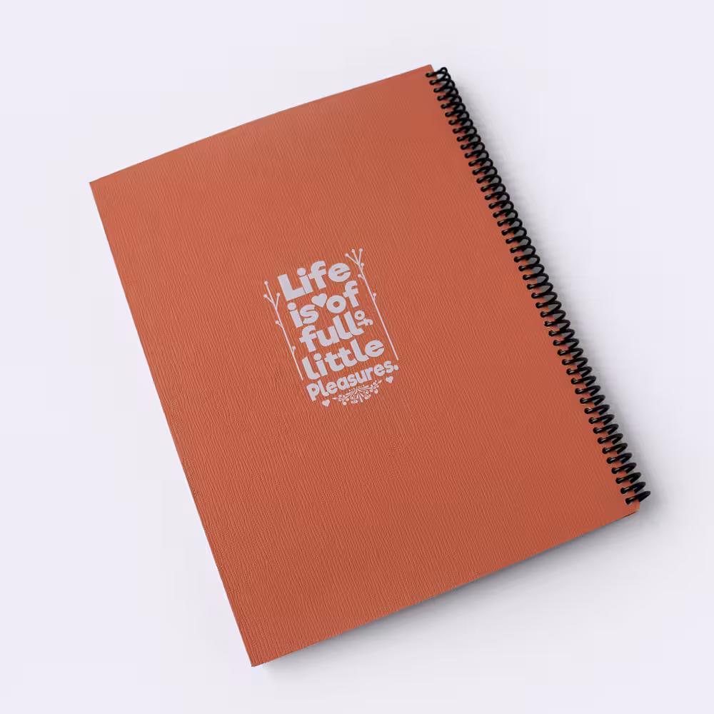 دفتر خط‌دار جلد چرمی نارنجی رث گرافیک