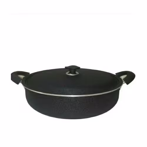 ماهیتابه گرانیتی نچسب سایز 46 برند هلنا ضخیم بسته دو عددی مشکی چروک