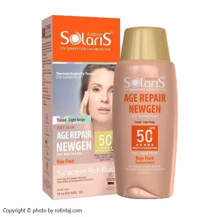 فلوئید ضد آفتاب ضد چروک بژ روشن SPF50 ایج ریپیر نیوژن سولاریس آردن 75 میلی