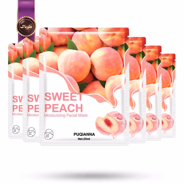 6 عدد ماسک صورت ورقه‌ ای پوکیانا PUQIANNA مدل عصاره هلو شیرین sweet peach پک 1 عددی (اورجینال)