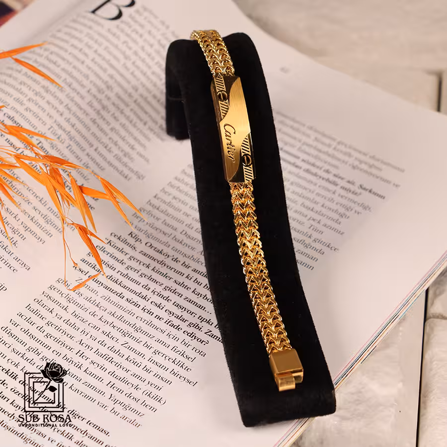 دستبند کارتیر حصیری طلایی 13293