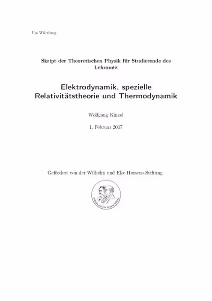 خرید و دانلود نسخه کامل کتاب Elektrodynamik, spezielle Relativitätstheorie und Thermodynamik