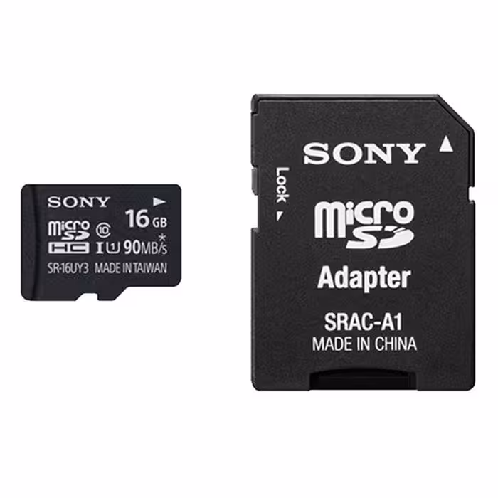 کارت حافظه microSDXC سونی مدل SR-16UYA3 کلاس 10سرعت 90MBps ظرفیت 16 گیگابایت همراه با آداپتور SD