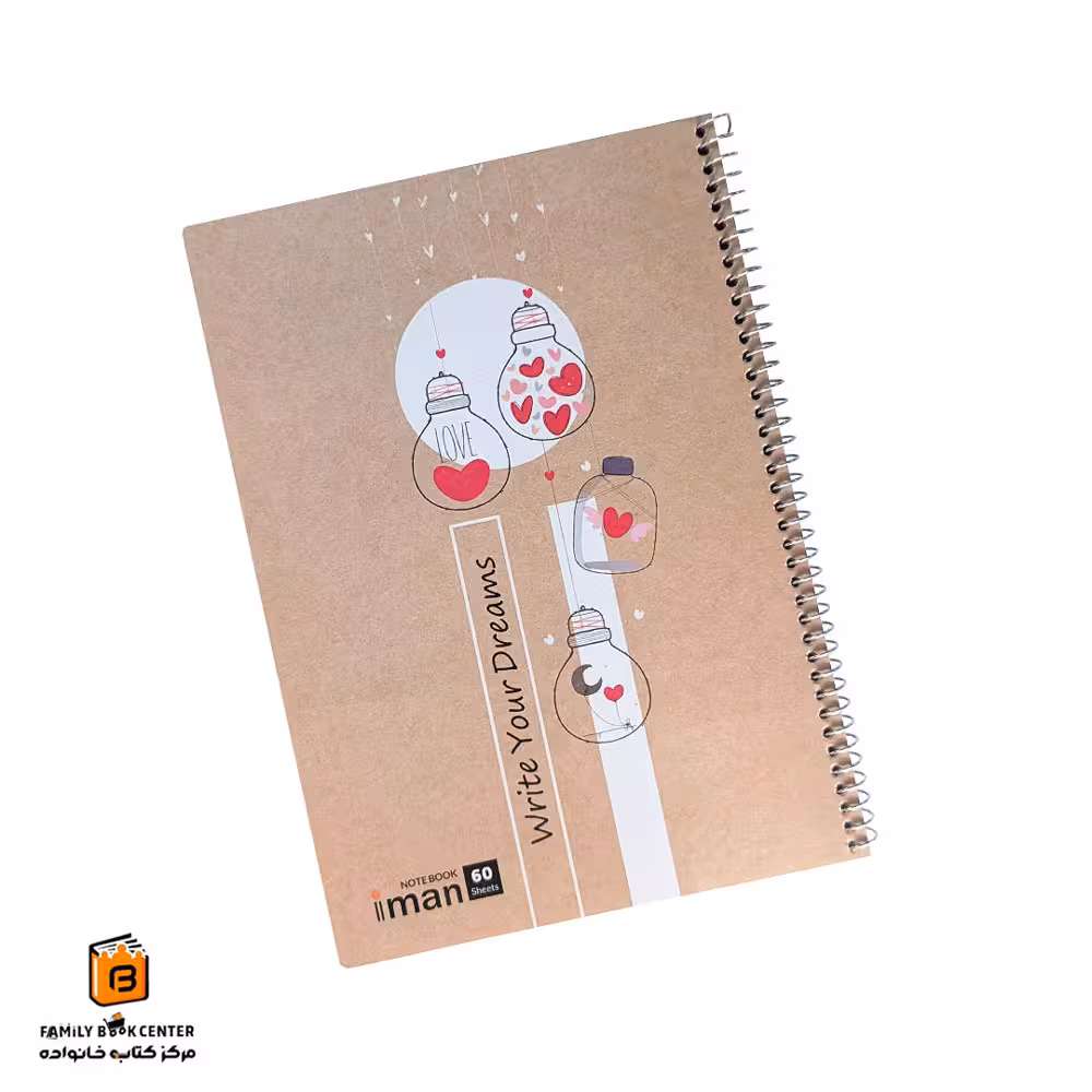 دفتر خط دار کرافت 60 برگ طرح قلب ایمان (iman)