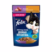 پوچ گربه فلیکس Felix با طعم گوشت بره و مرغ در ژله