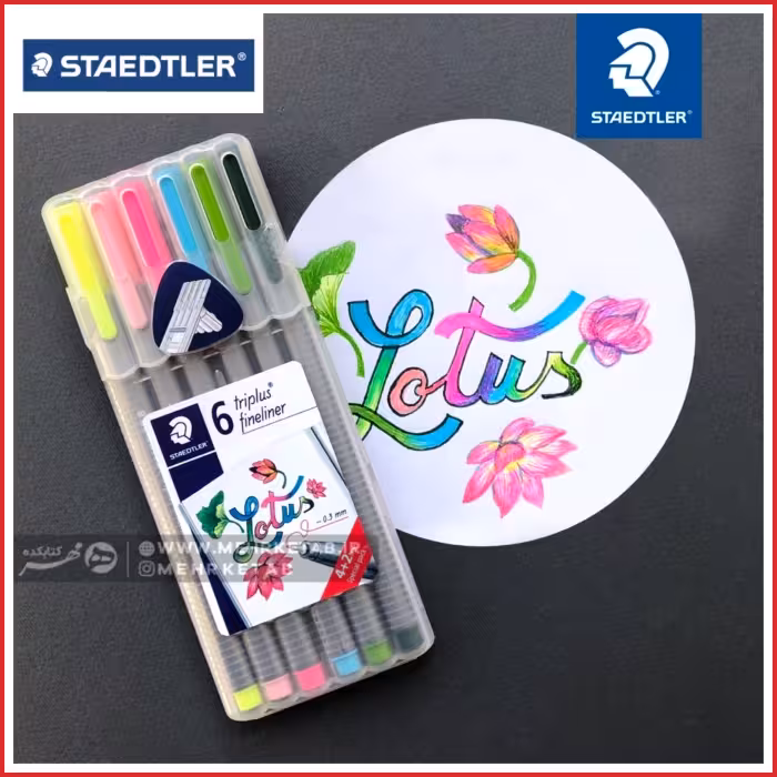 روان نویس نوک نمدی 6 رنگ استدلر طرح لوتوس