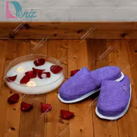 دمپایی حوله ای طرح کرالیچ رنگ آبی لوندر