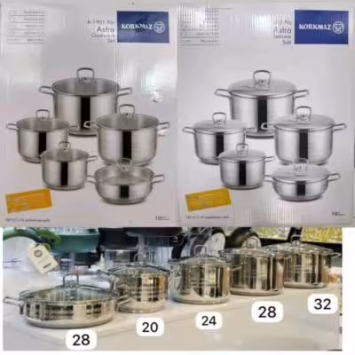 سرویس قابلمه کرکماز 10 پارچه اصل ترکیه آسترا A-1900pro کف چدن