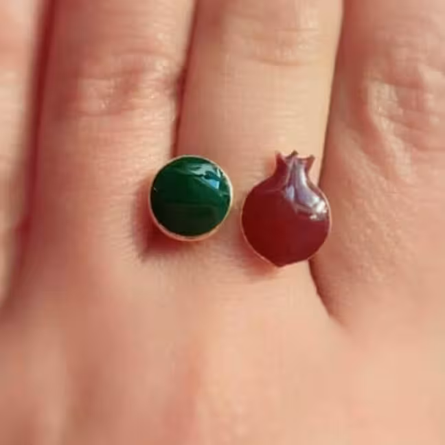 انگشتر خام برنجی انار و دایره نانو