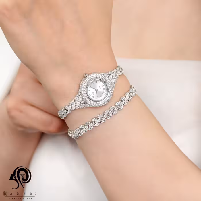 ست ساعت و دستبند نقره زنانه مدل SWB46