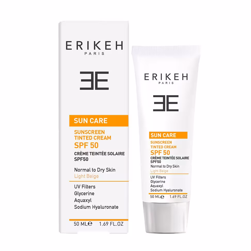 کرم ضد آفتاب SPF50 اریکه مناسب پوست های خشک و نرمال( بژ روشن)