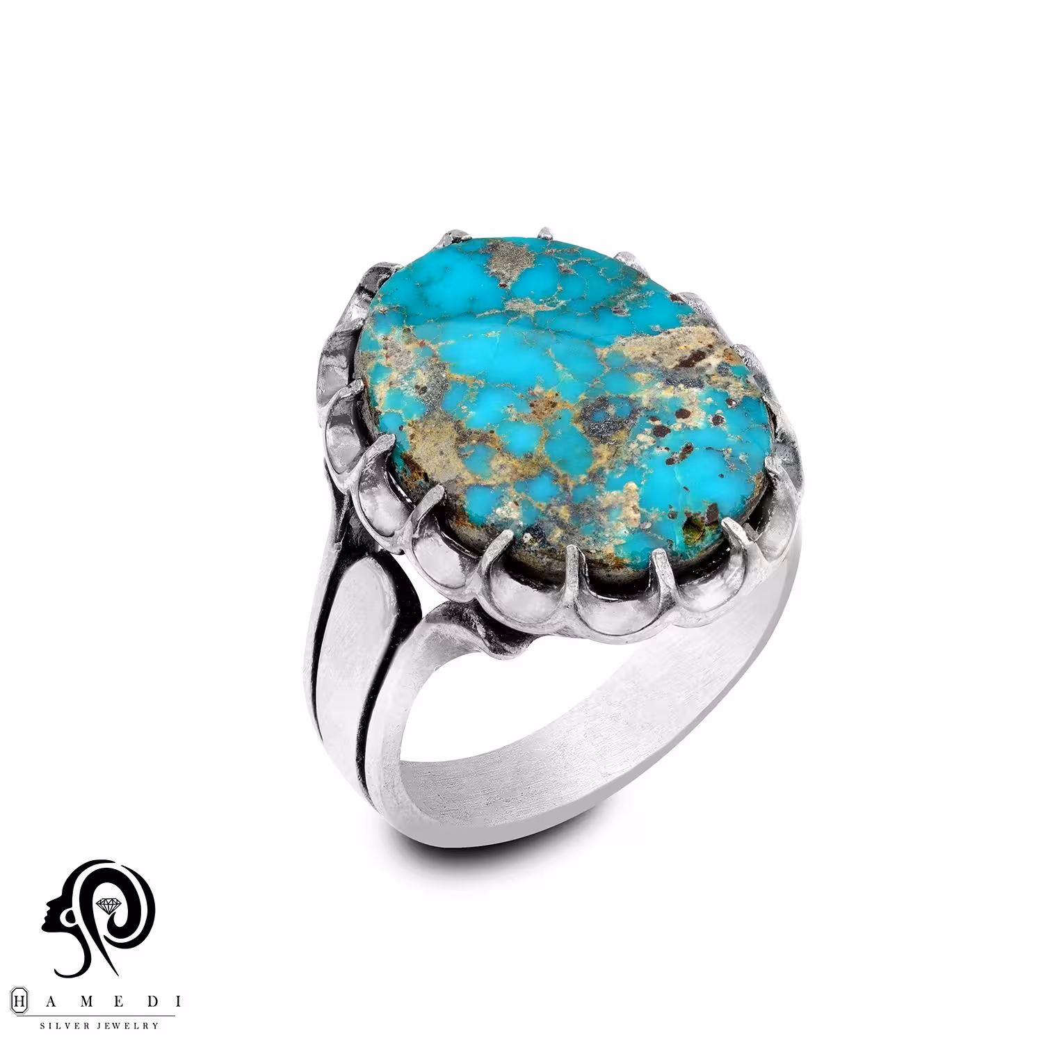 انگشتر فیروزه مردانه نقره اصل مدل RIM FI42