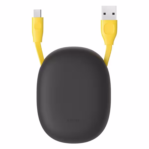 کابل USB به TYPE_C باسئوس  Baseus Let&#39;&#39;s go Little Reunion One-Way Stretchable Data Cable USB For Type-C 2A 1m Gray Yellow