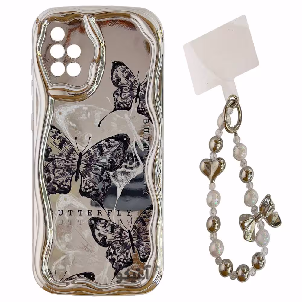 قاب آیینه ای کنگره ای طرح دار همراه با بندآویز مناسب برای Samsung A51-کد 40890