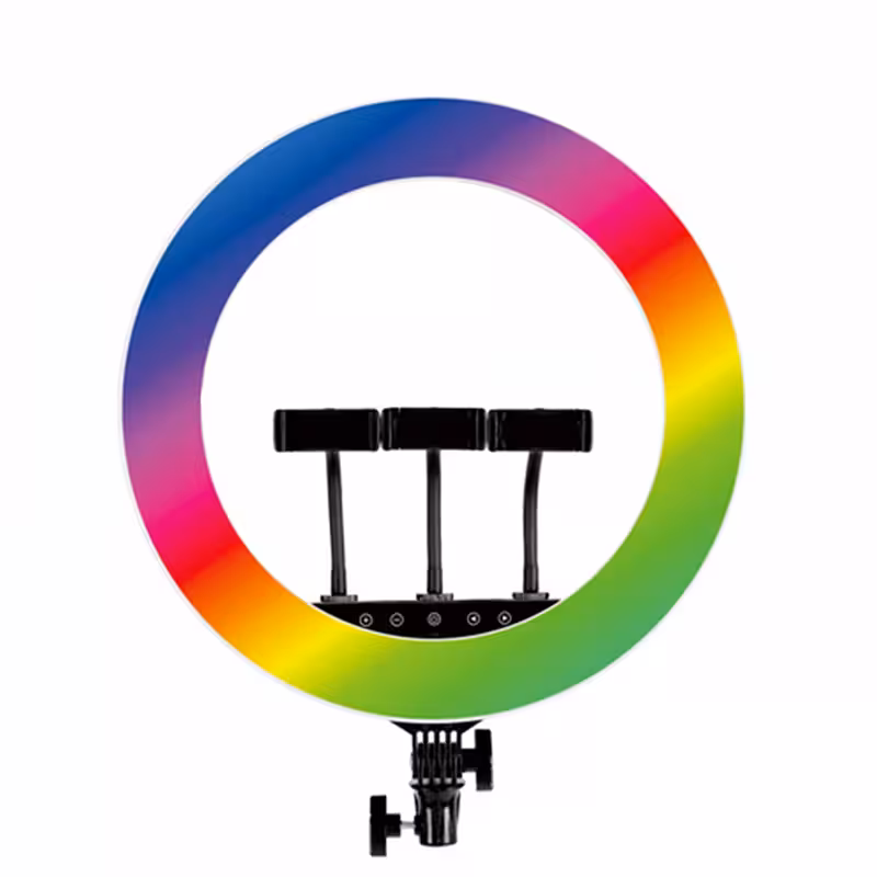 رینگ لایت رنگی HQ-18 RGB به همراه کیف با بسته بندی ایمن