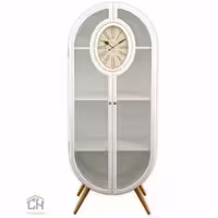 ویترین و کتابخانه چوبی ساعت دار لوتوس مدل HGDC-82-WOODHILL-WHITE
