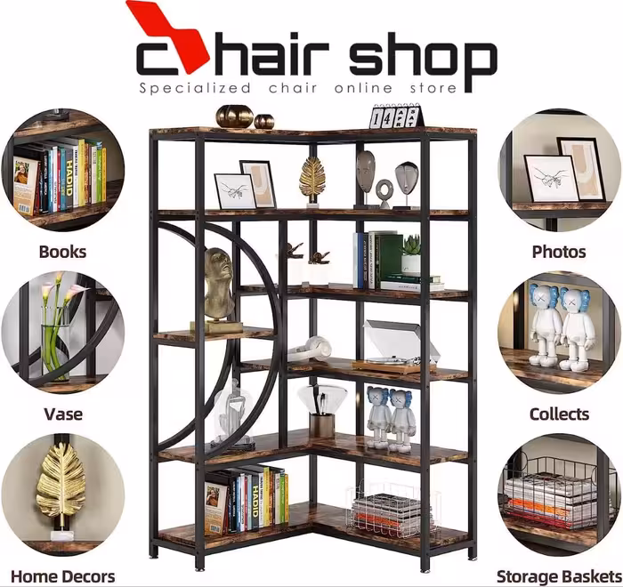 استند و کتابخانه ویترینی مدرن چوب و فلز کد 9868