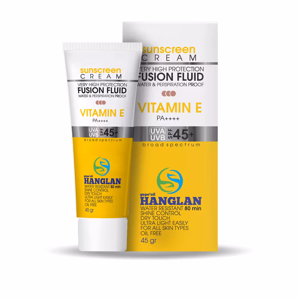 ضدآفتاب رنگی گلد بژ هانگلن | SPF 45 | پوشش سبک و محافظت بالا | مناسب انواع پوست