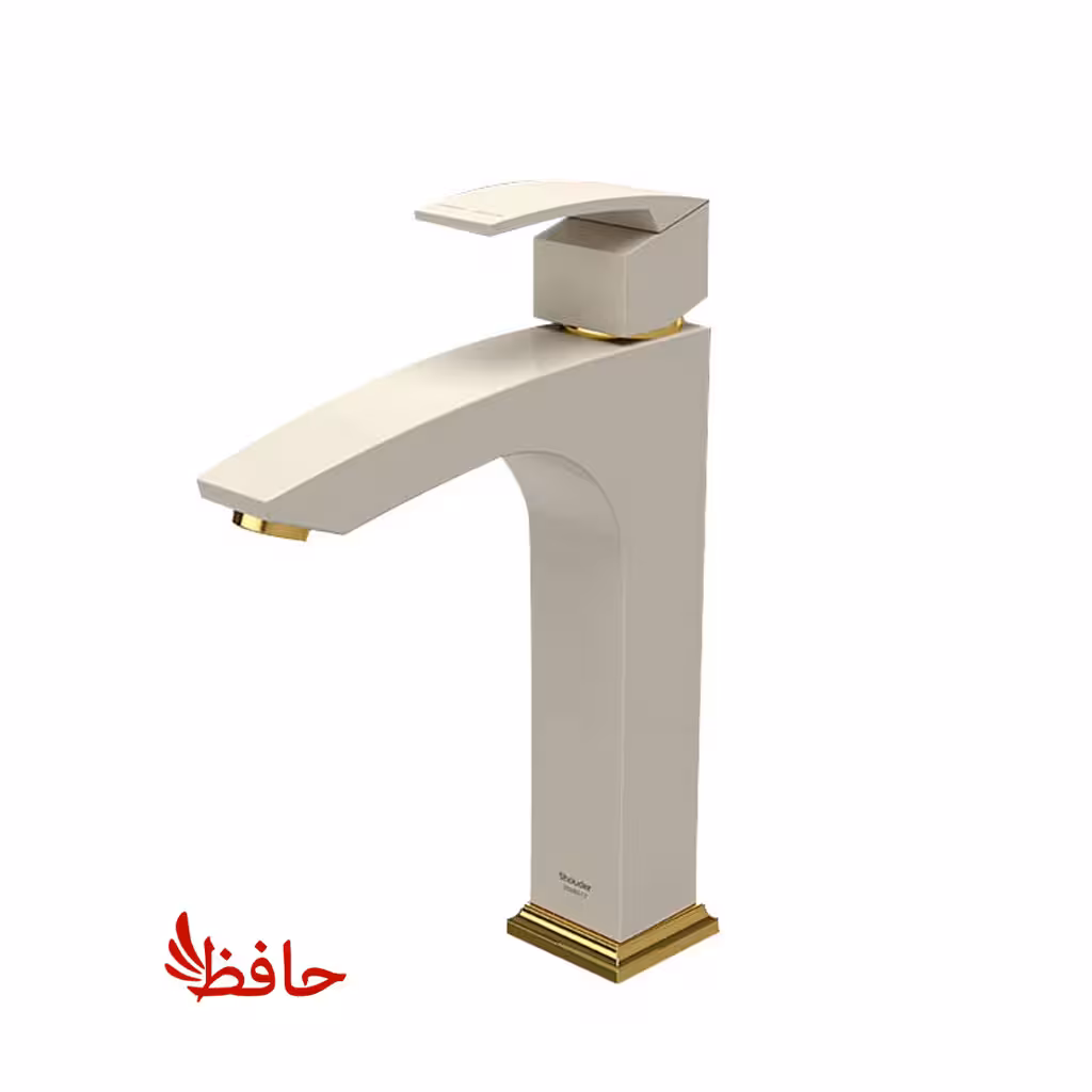 شیر روشویی پایه بلند شودر مدل باواریا شیری طلایی