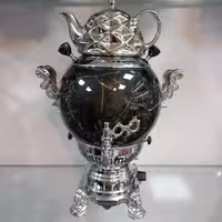 سماور گازی سیلور مدل سنگی کروم کد 4044