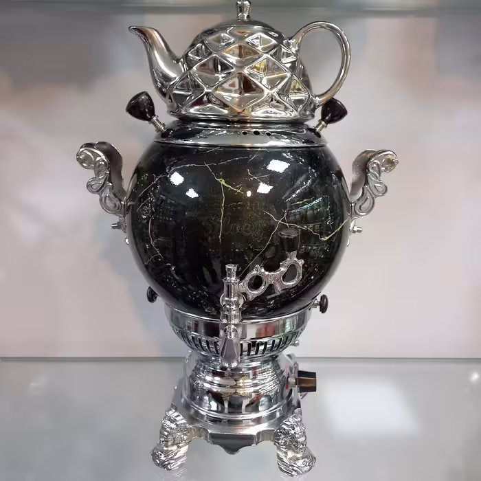 سماور گازی سیلور مدل سنگی کروم کد 4044