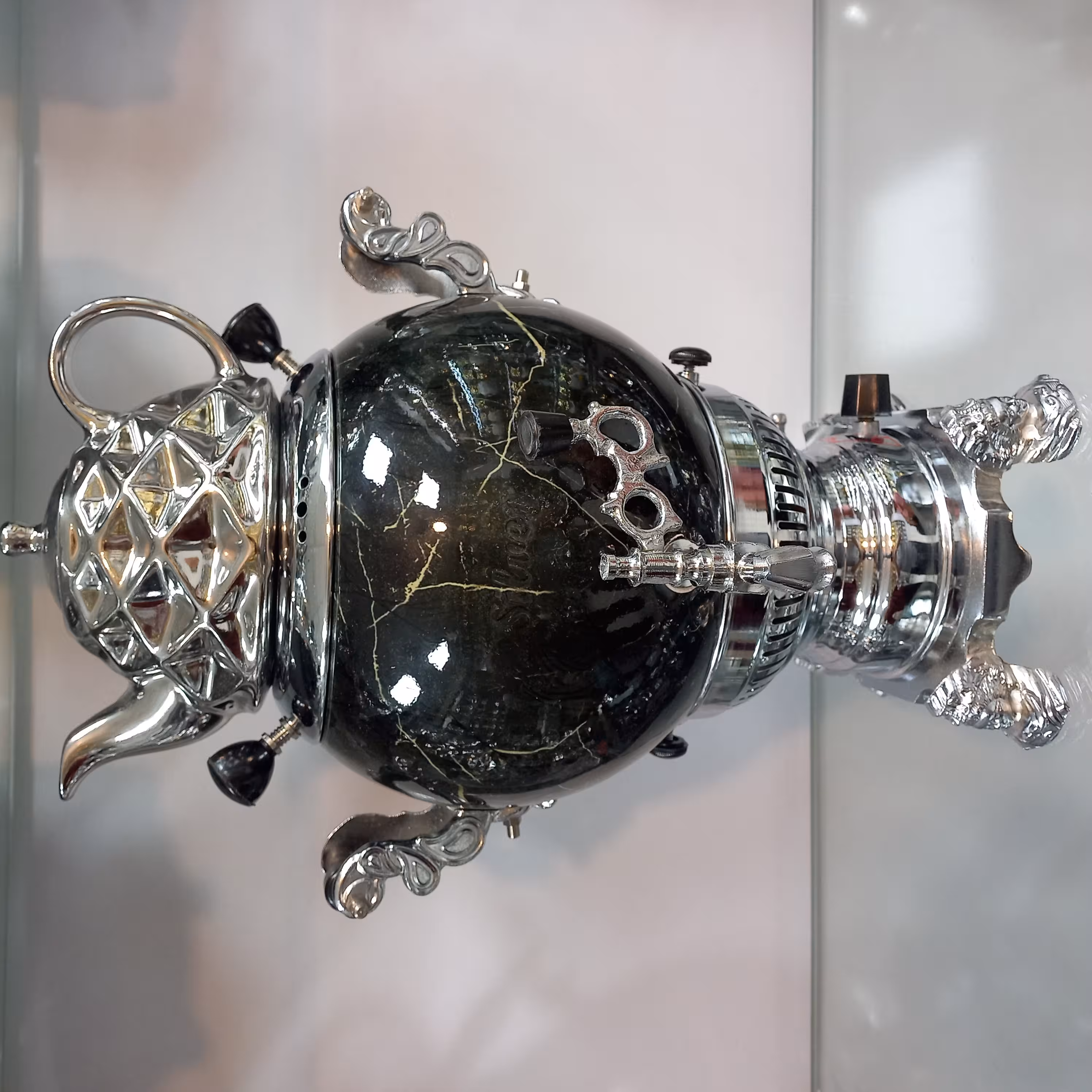 سماور گازی سیلور مدل سنگی کروم کد 4044